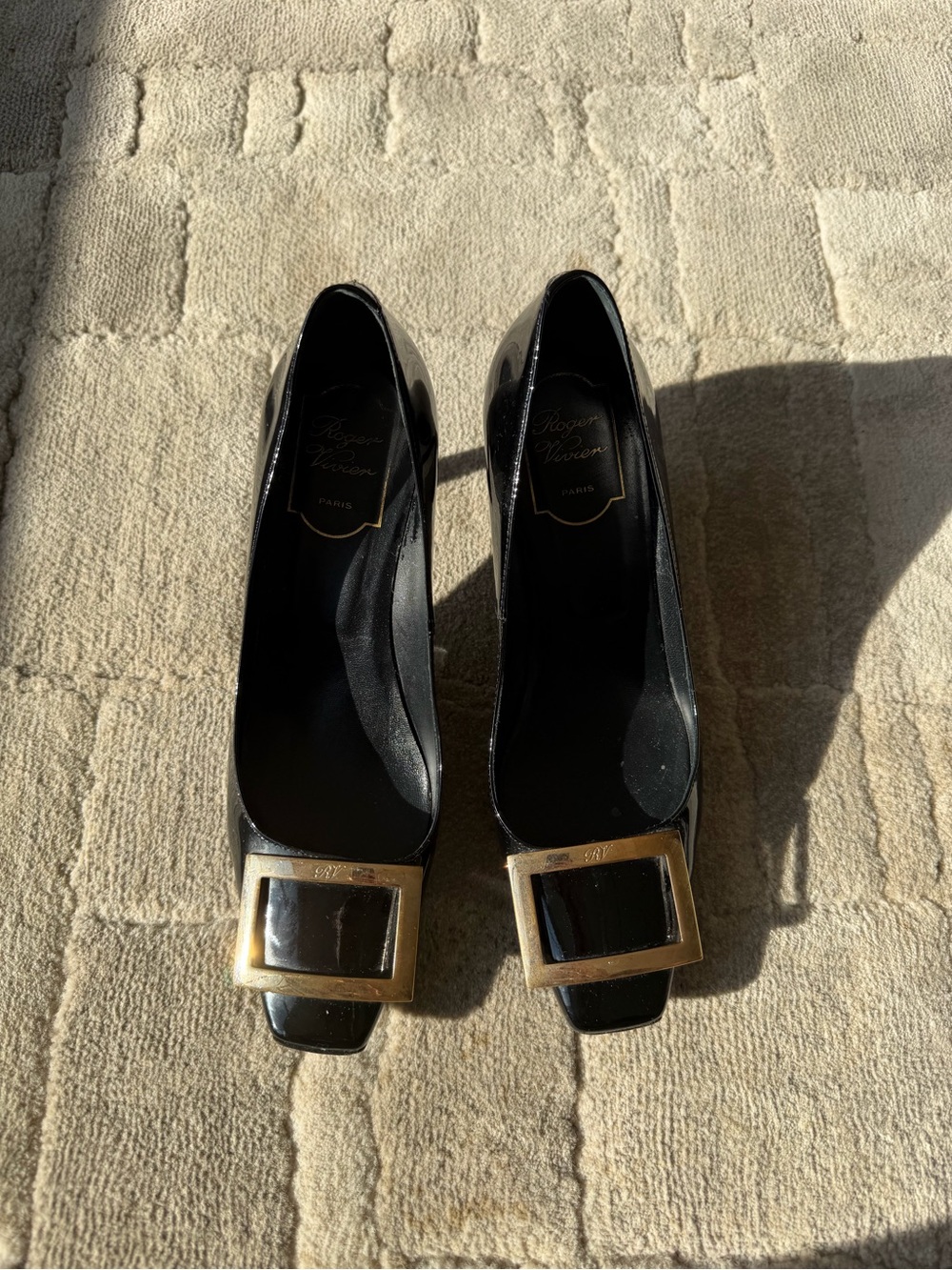Classic Roger Vivier black patent leather pumps